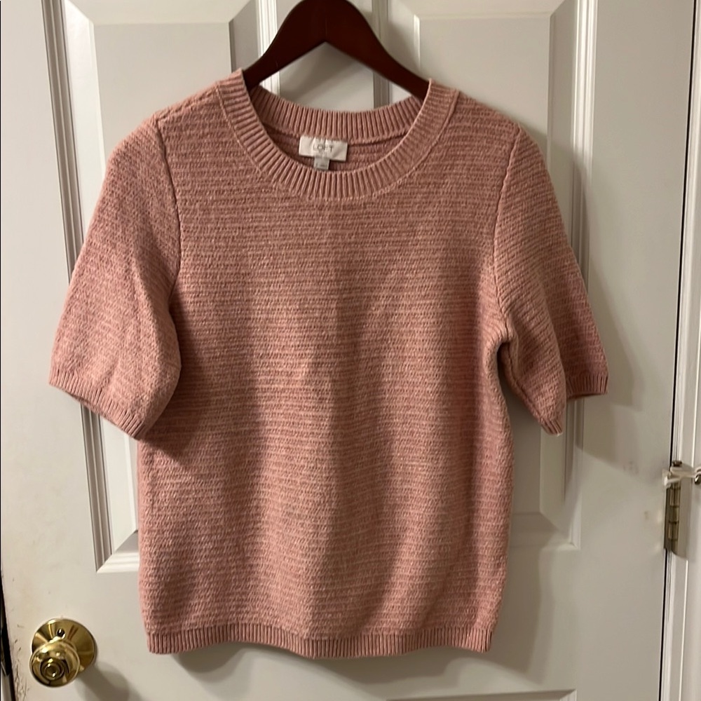LOFT Blush Pink Short-Sleeve Crewneck Sweater